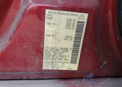 2015 Nissan Altima 2.5 Sl z USA, uszkodzony, nr VIN 1N4AL3AP3FN350992